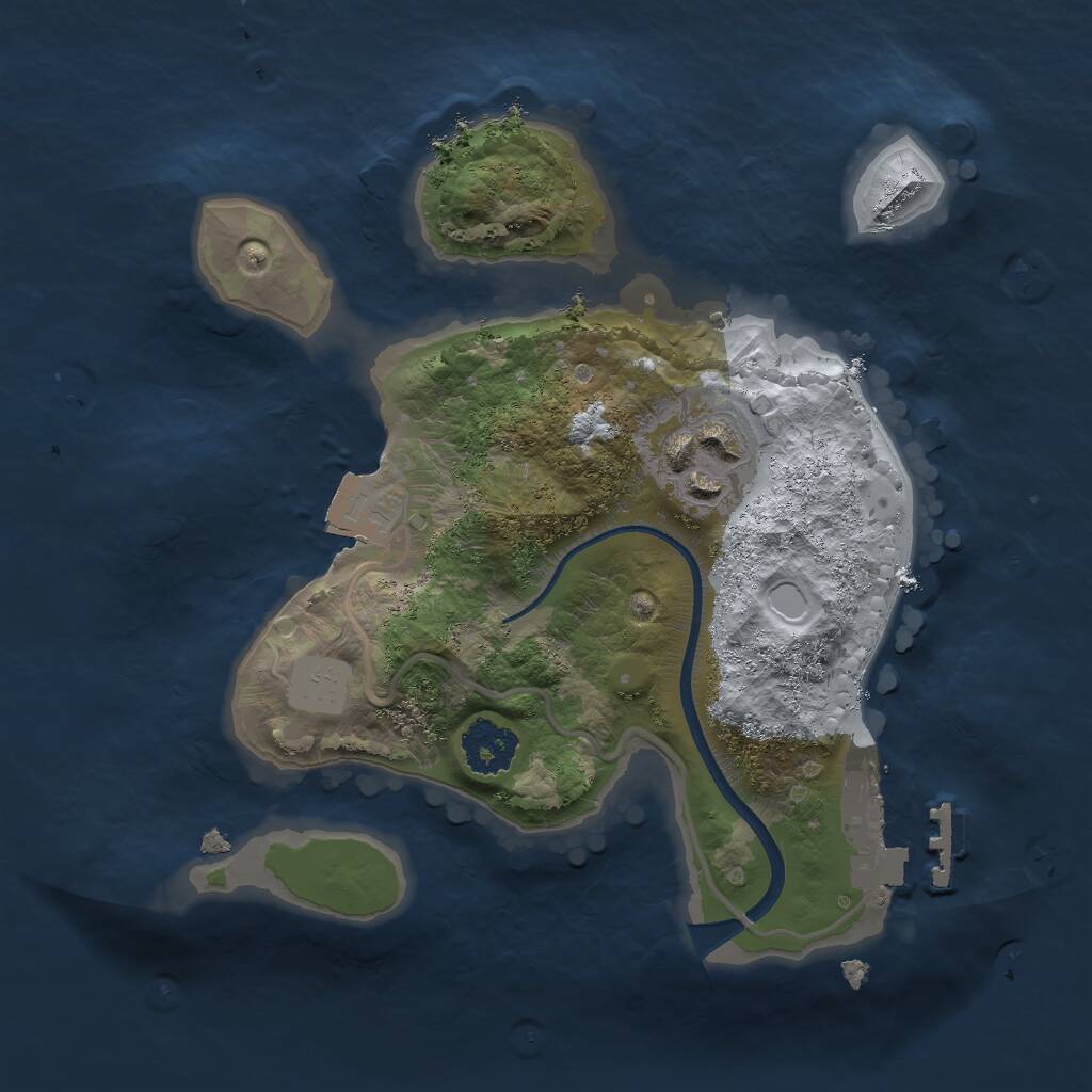 Rust Map: Procedural Map, Size: 2000, Seed: 1895939822, 3 Monuments