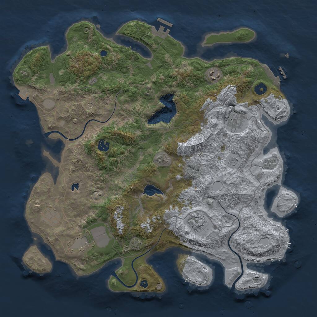 Rust Map: Procedural Map, Size: 4001, Seed: 945951909, 13 Monuments