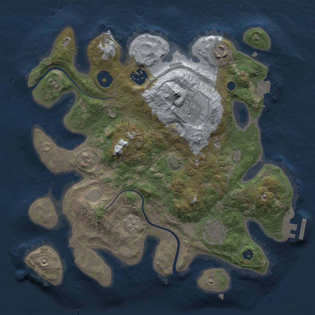 Rust Map: Procedural Map, Size: 3000, Seed: 17694, 9 Monuments