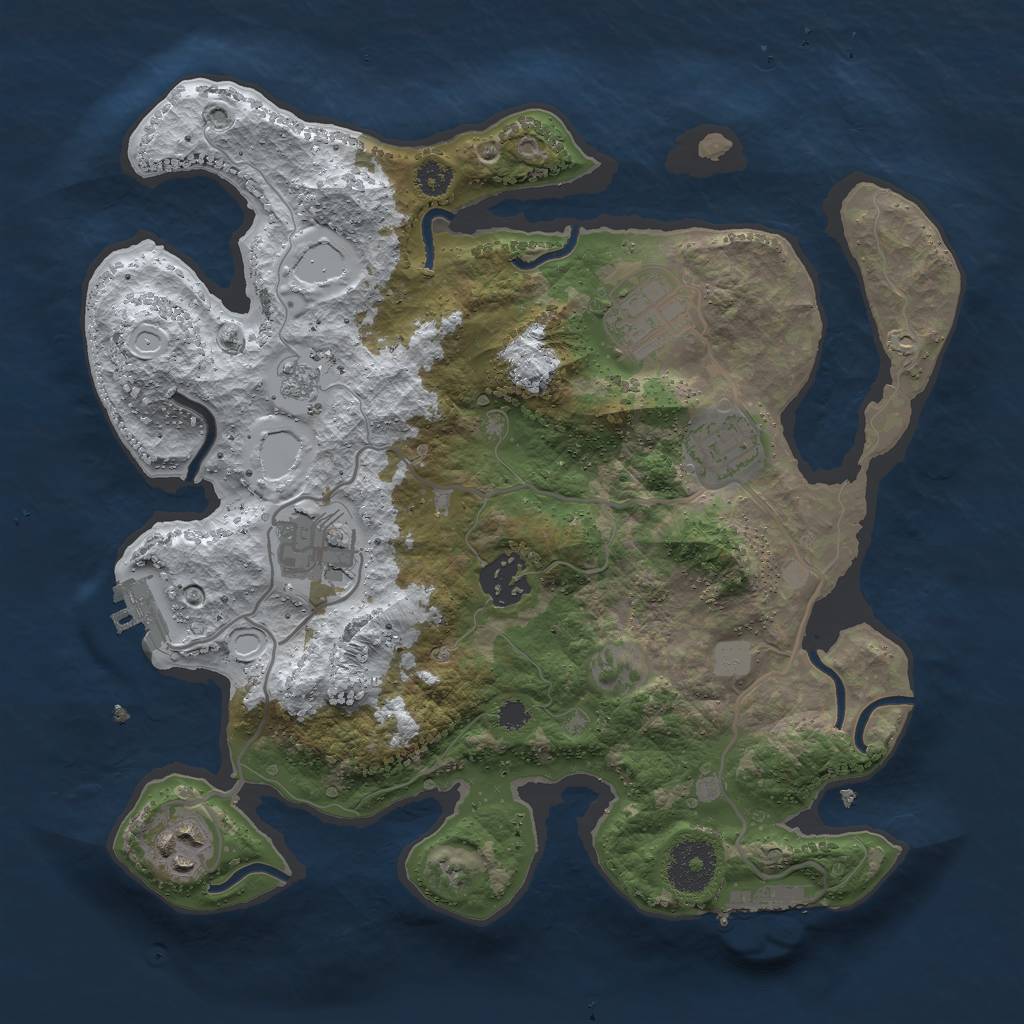 Rust Map: Procedural Map, Size: 3000, Seed: 5444, 13 Monuments