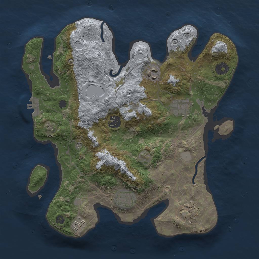 Rust Map: Procedural Map, Size: 3000, Seed: 81982, 14 Monuments