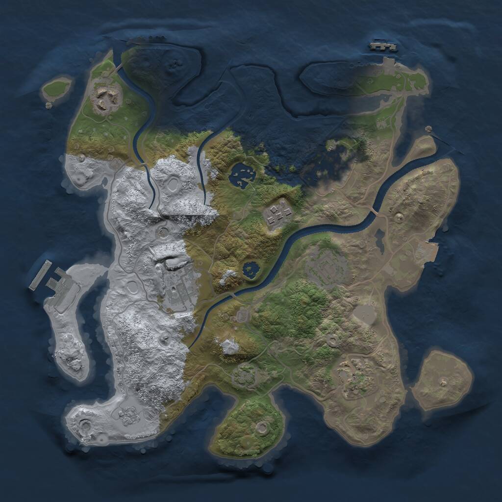 Rust Map: Procedural Map, Size: 3000, Seed: 3155, 13 Monuments