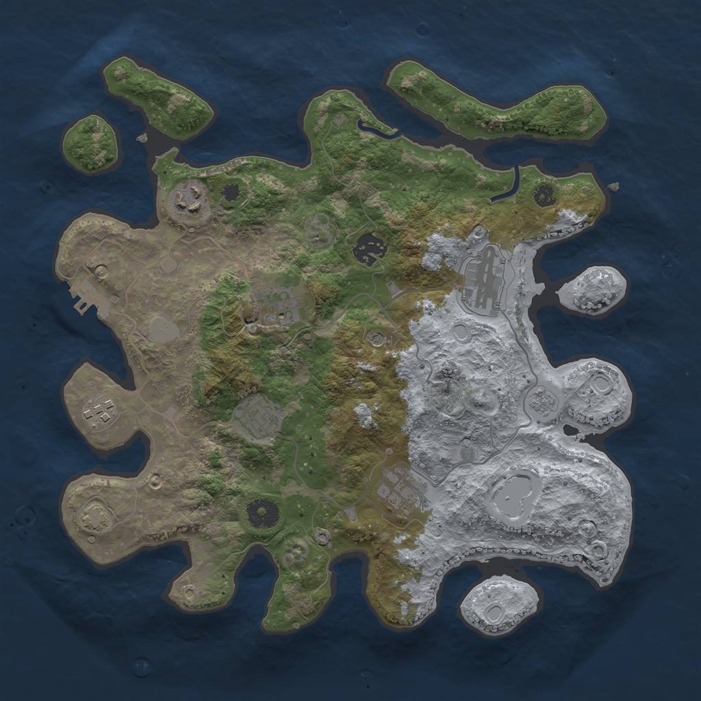 Rust Map: Procedural Map, Size: 3373, Seed: 3432, 14 Monuments