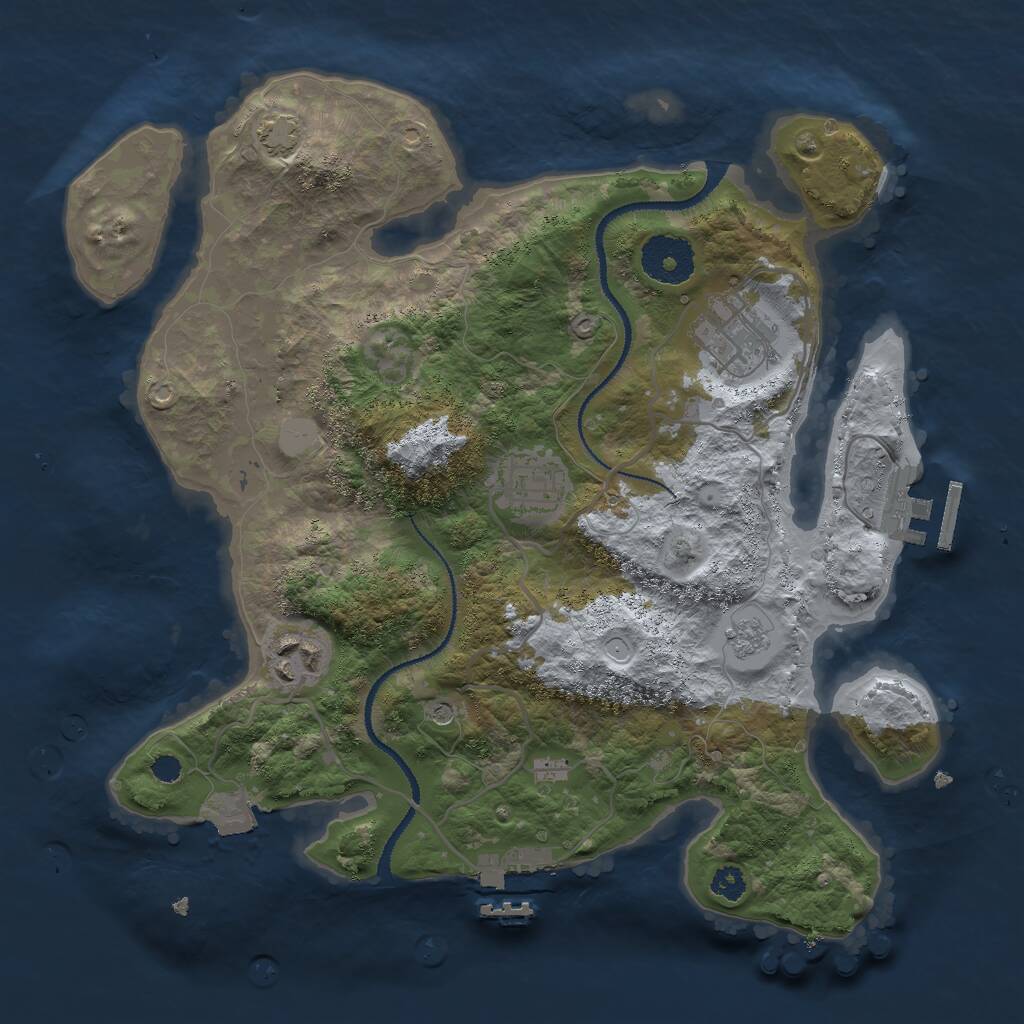 Rust Map: Procedural Map, Size: 3000, Seed: 2090043457, 9 Monuments