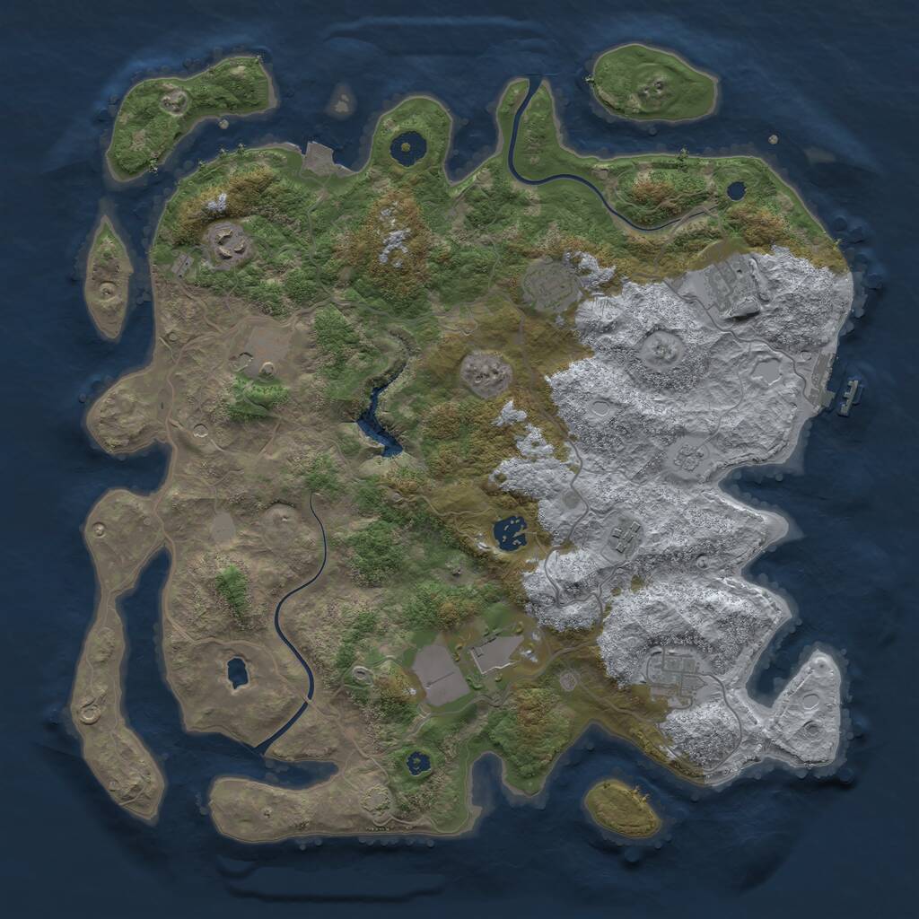 Rust Map: Procedural Map, Size: 4000, Seed: 623891, 13 Monuments