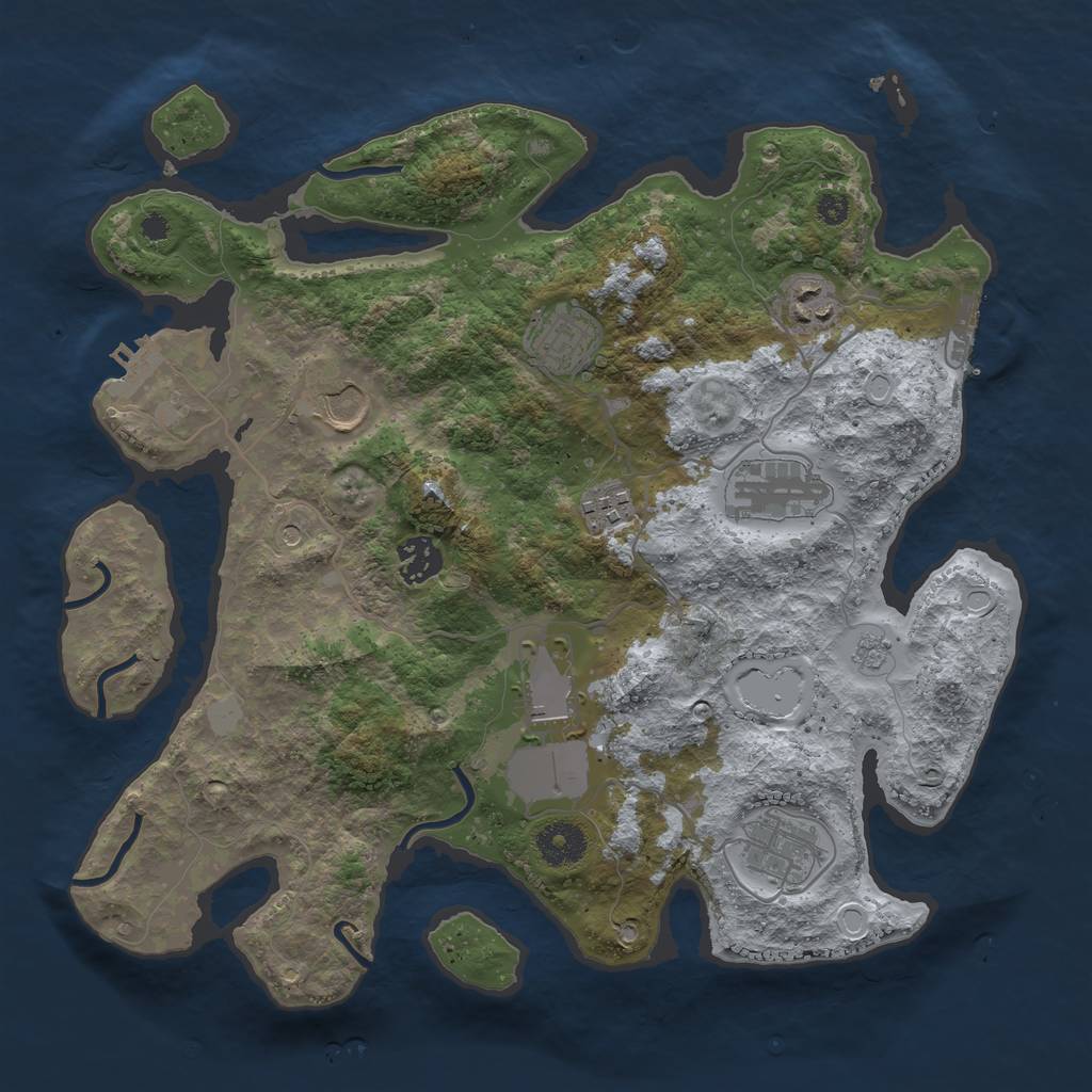 Rust Map: Procedural Map, Size: 3500, Seed: 1199456246, 17 Monuments