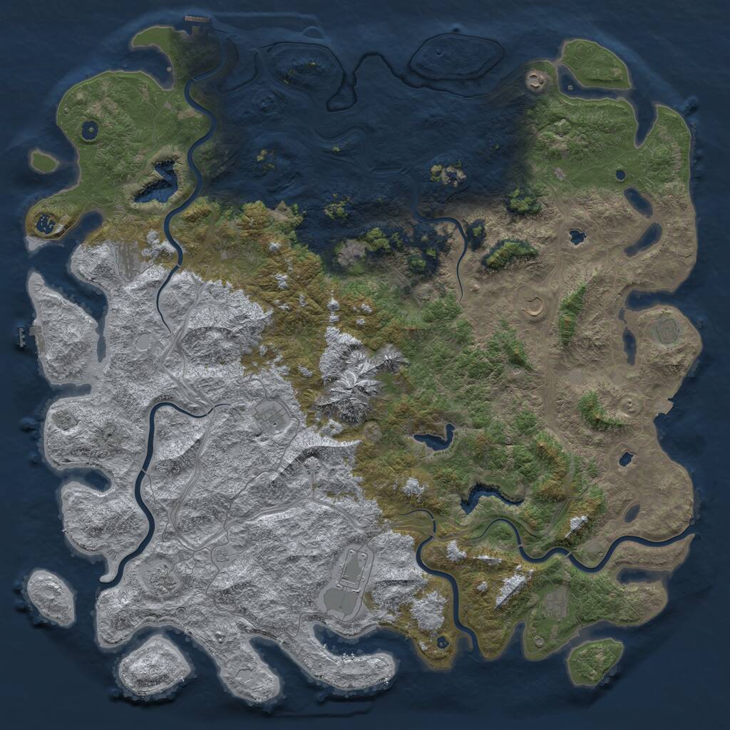 Rust Map: Procedural Map, Size: 6000, Seed: 67543, 17 Monuments