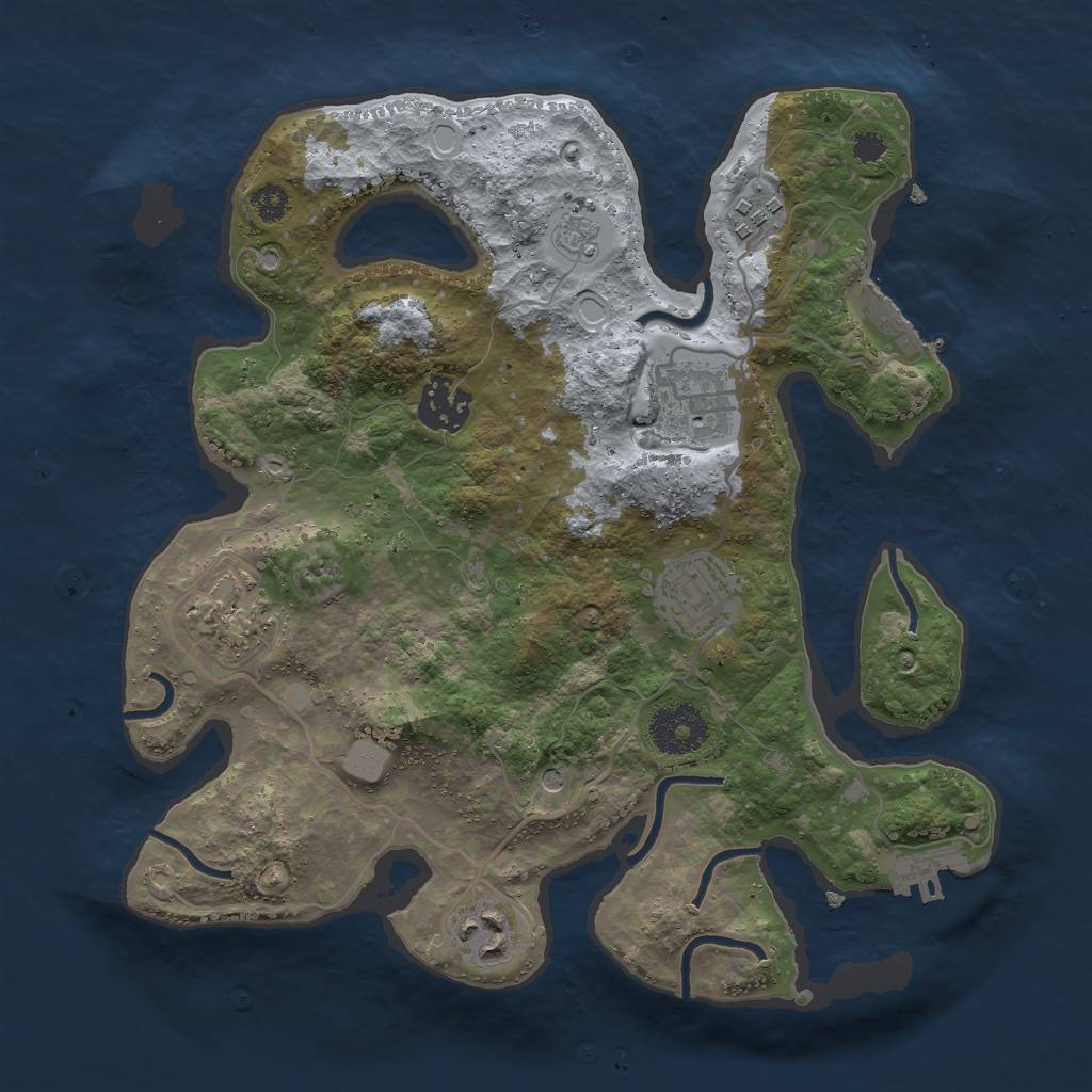 Rust Map: Procedural Map, Size: 3000, Seed: 1231, 15 Monuments