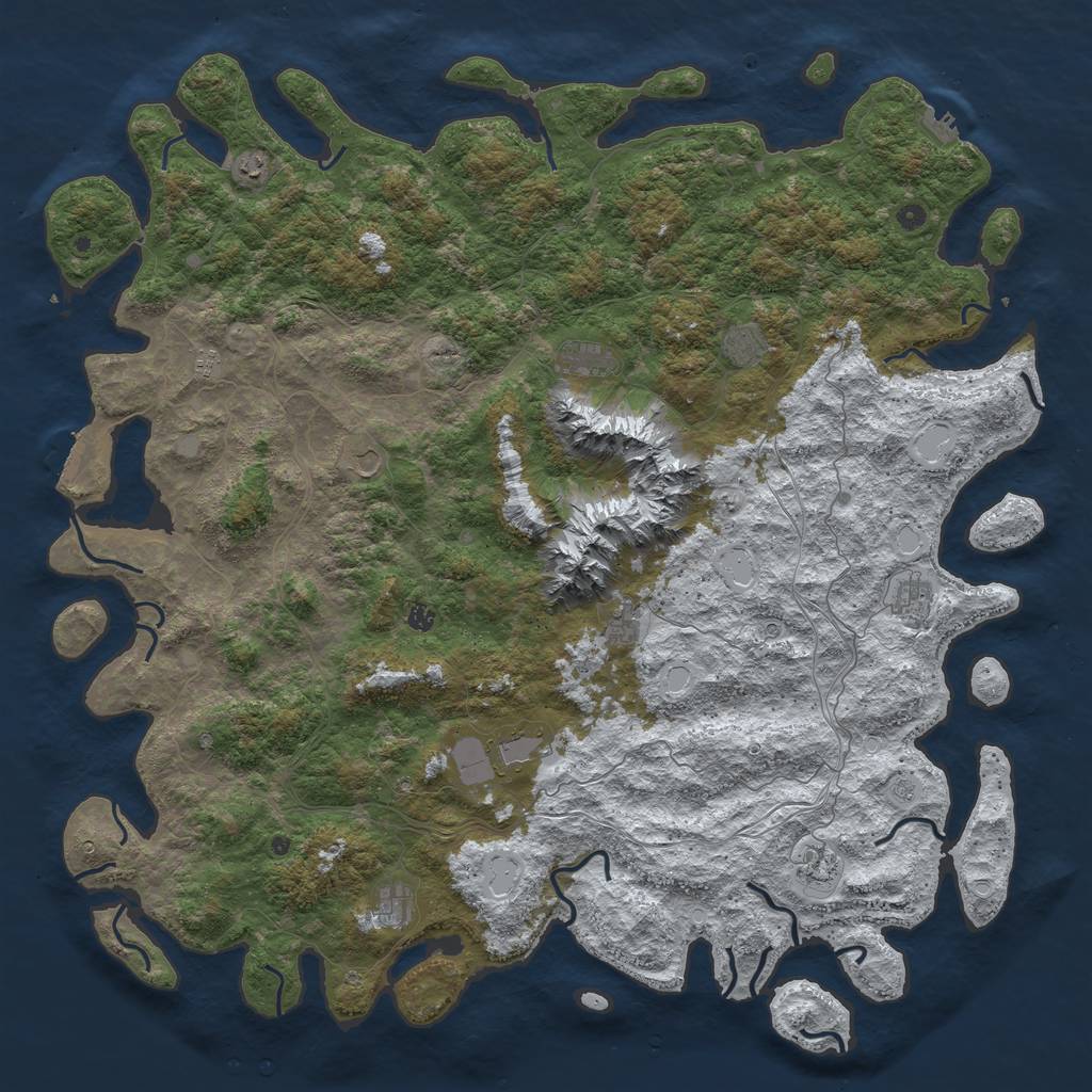 Rust Map: Procedural Map, Size: 6000, Seed: 1260719103, 20 Monuments