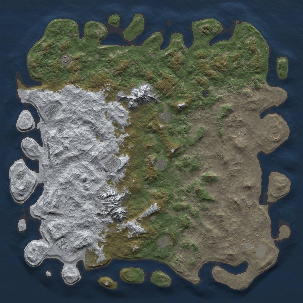 Rust Map: Barren, Size: 6000, Seed: 31, 14 Monuments