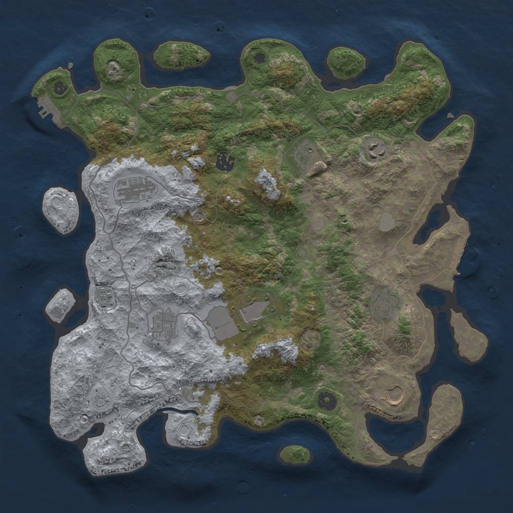 Rust Map: Procedural Map, Size: 4000, Seed: 943021439, 18 Monuments