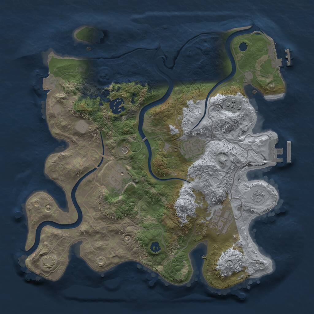 Rust Map: Procedural Map, Size: 3000, Seed: 71255, 11 Monuments