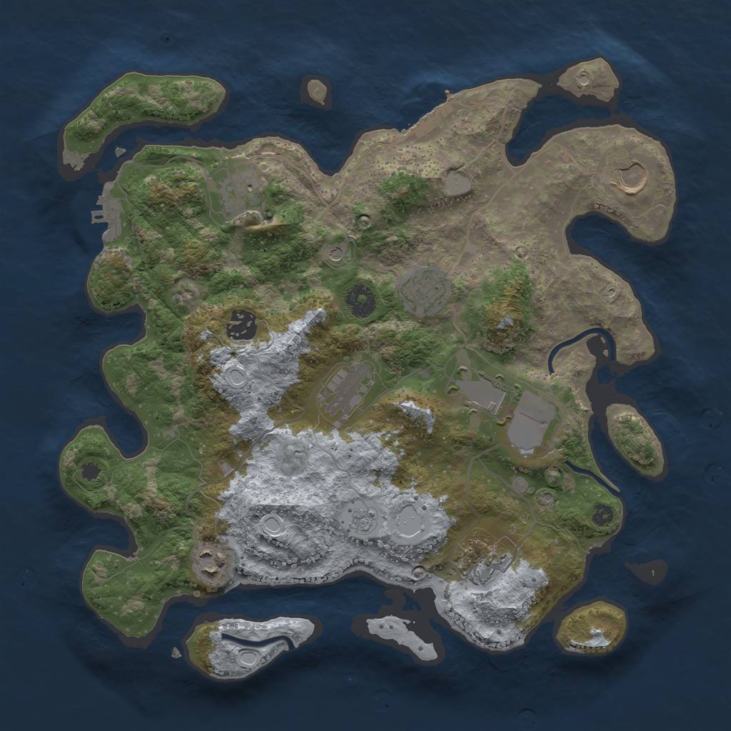 Rust Map: Procedural Map, Size: 3500, Seed: 54548741, 17 Monuments