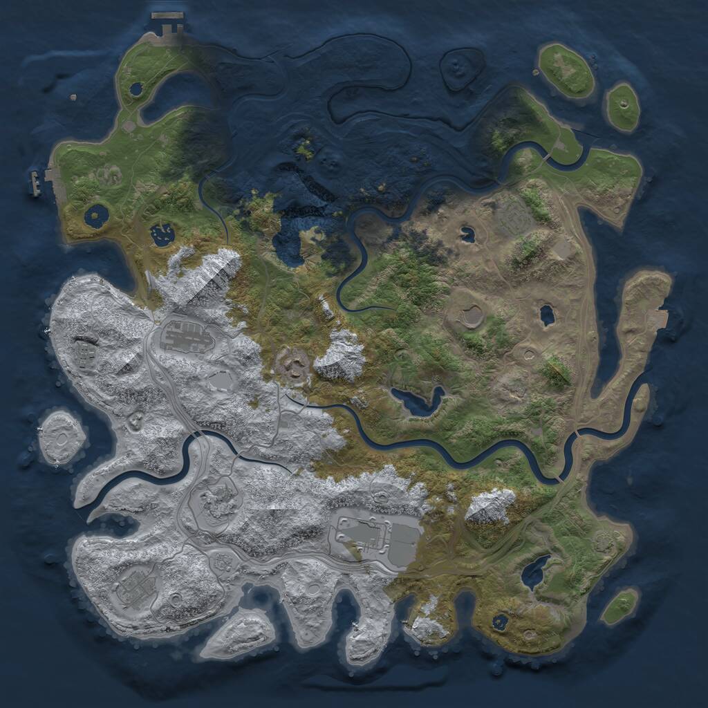 Rust Map: Procedural Map, Size: 4500, Seed: 1346344442, 15 Monuments