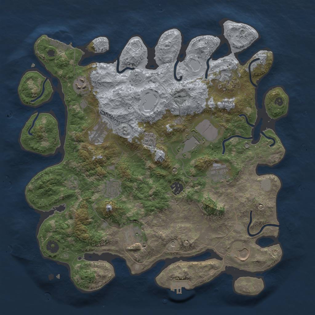 Rust Map: Procedural Map, Size: 3750, Seed: 876453, 17 Monuments