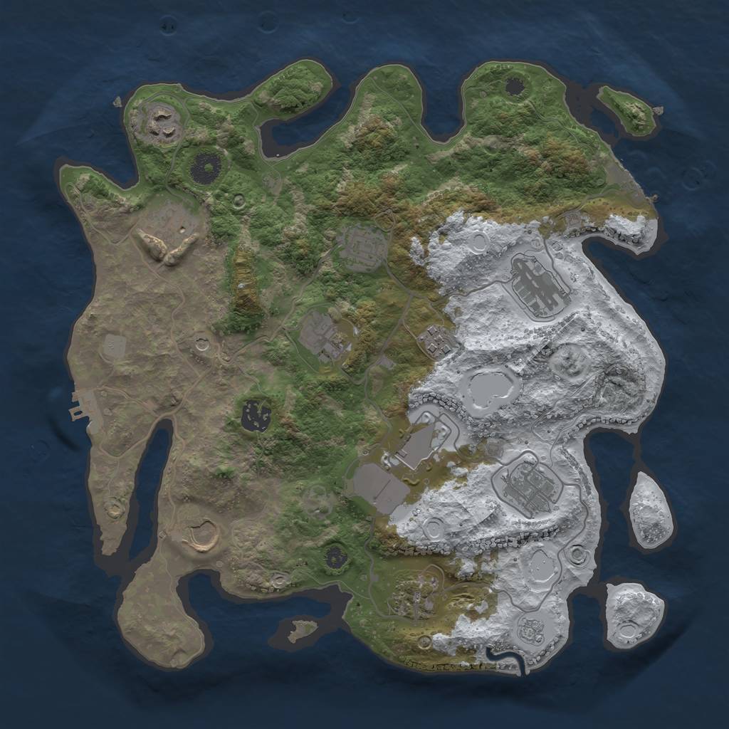 Rust Map: Procedural Map, Size: 3500, Seed: 2030000837, 20 Monuments