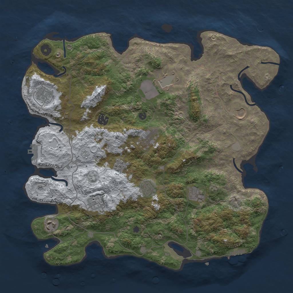 Rust Map: Procedural Map, Size: 4000, Seed: 852147856, 19 Monuments