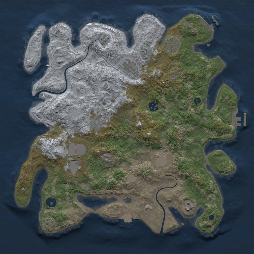Rust Map: Procedural Map, Size: 3800, Seed: 5466, 14 Monuments