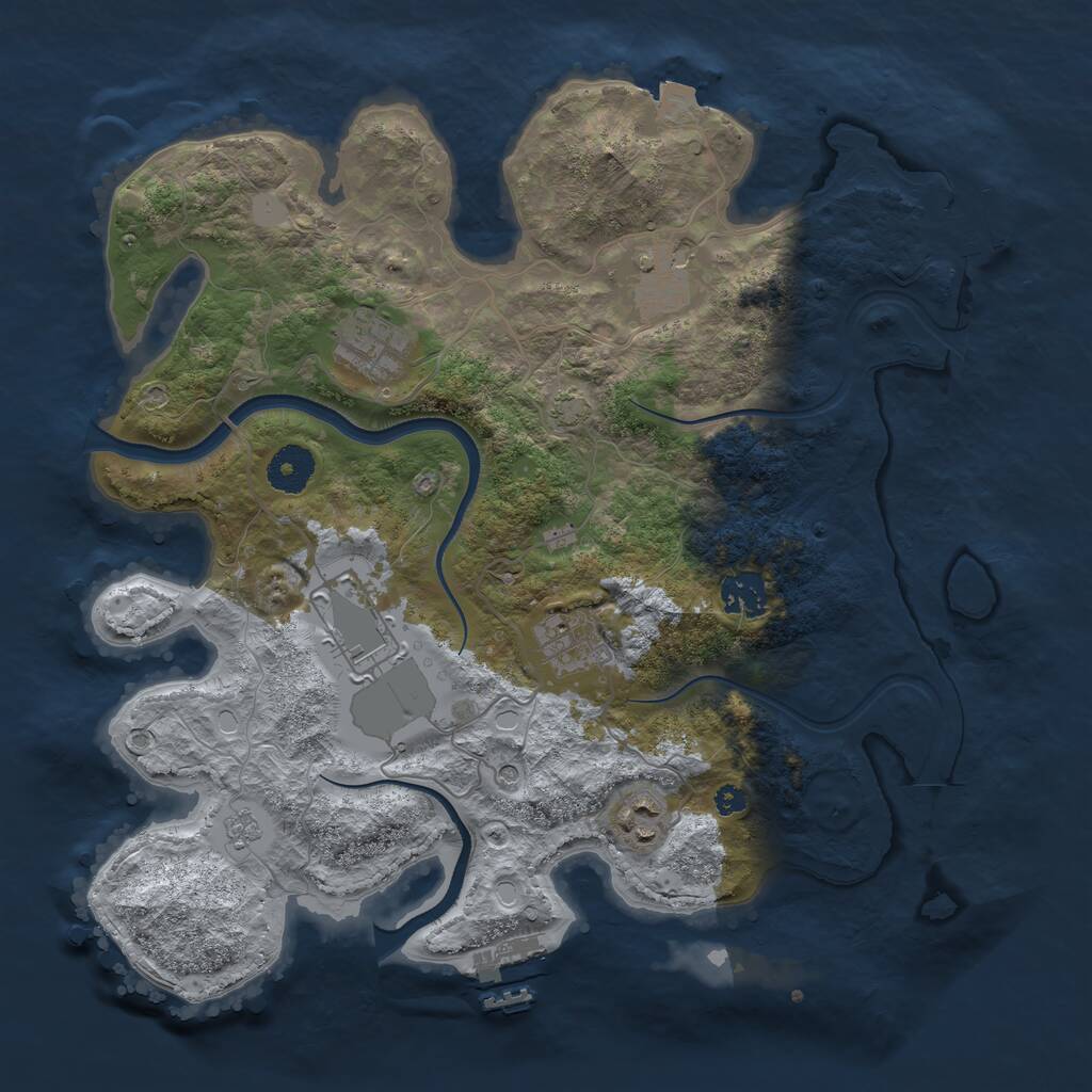 Rust Map: Procedural Map, Size: 3500, Seed: 4250, 12 Monuments