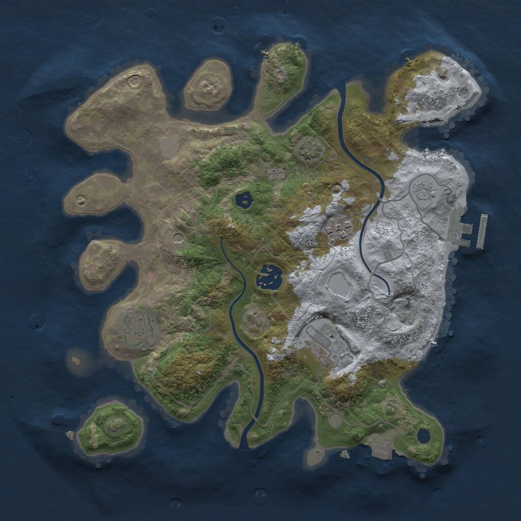 Rust Map: Procedural Map, Size: 3000, Seed: 127, 9 Monuments