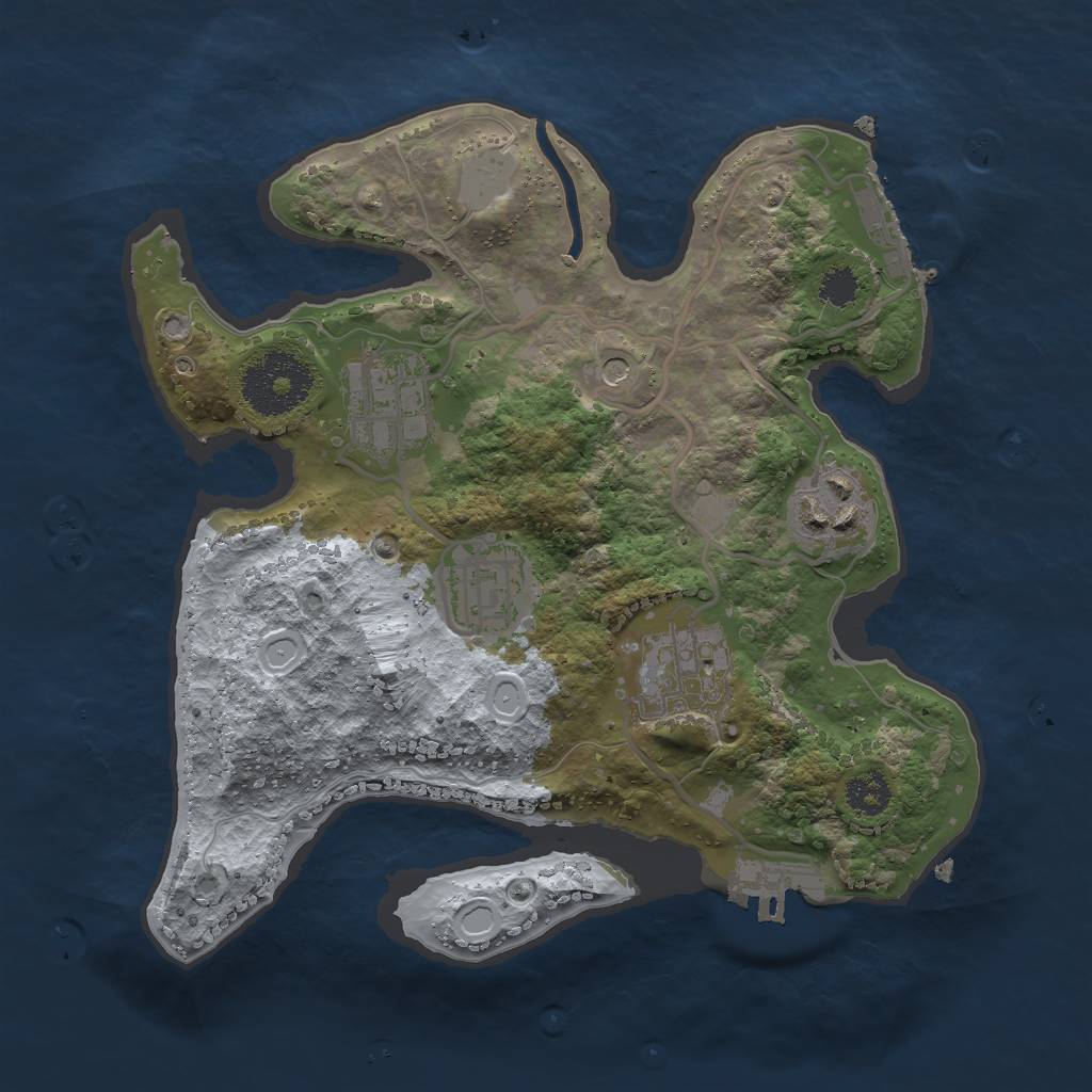 Rust Map: Procedural Map, Size: 2500, Seed: 69696959, 12 Monuments
