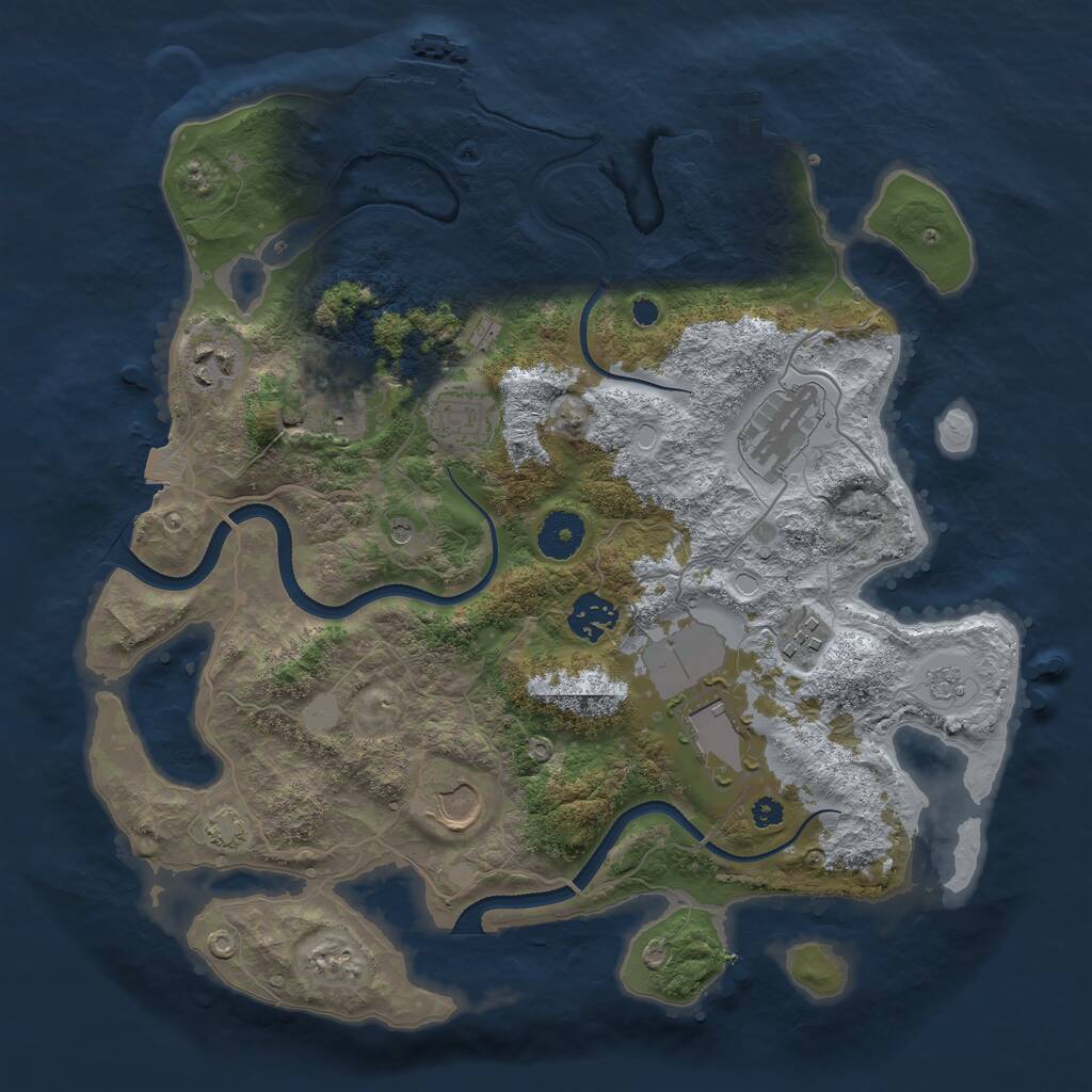 Rust Map: Procedural Map, Size: 3500, Seed: 87123, 14 Monuments