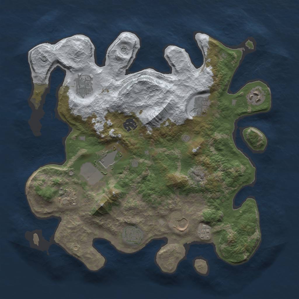 Rust Map: Barren, Size: 3500, Seed: 1234, 12 Monuments