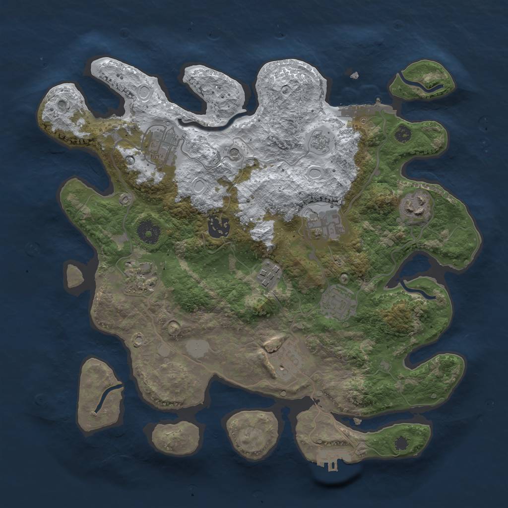 Rust Map: Procedural Map, Size: 3250, Seed: 28571876, 17 Monuments