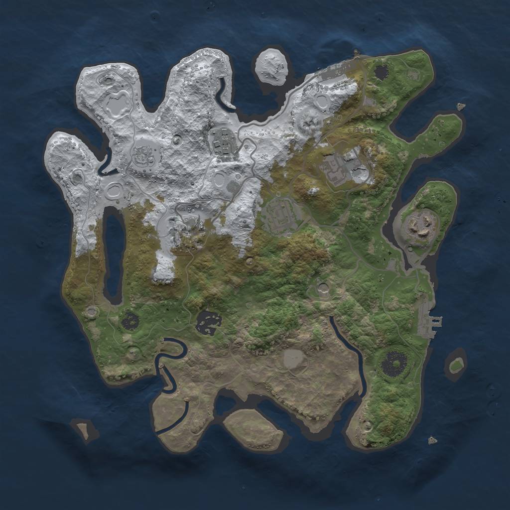 Rust Map: Procedural Map, Size: 3000, Seed: 24399, 15 Monuments