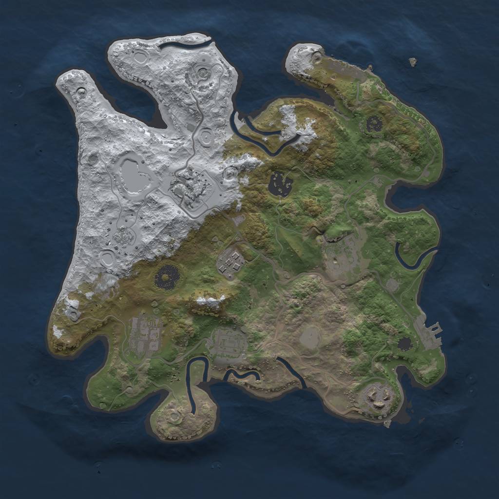 Rust Map: Procedural Map, Size: 3000, Seed: 28495, 16 Monuments