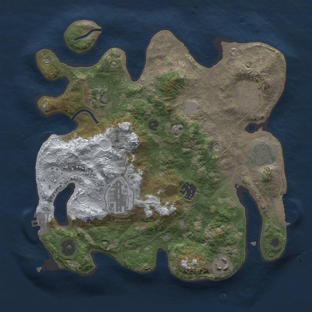 Rust Map: Procedural Map, Size: 3000, Seed: 1057605738, 15 Monuments