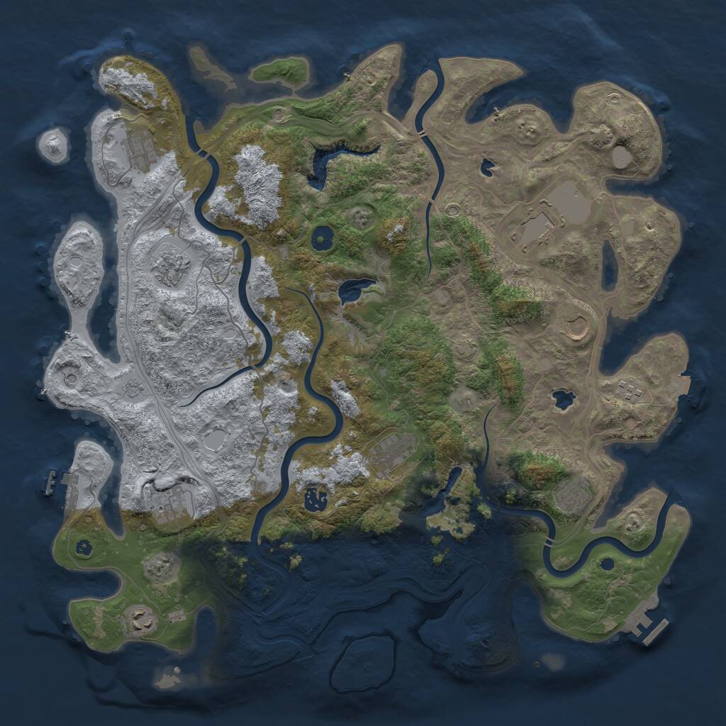 Rust Map: Procedural Map, Size: 4500, Seed: 127280843, 16 Monuments