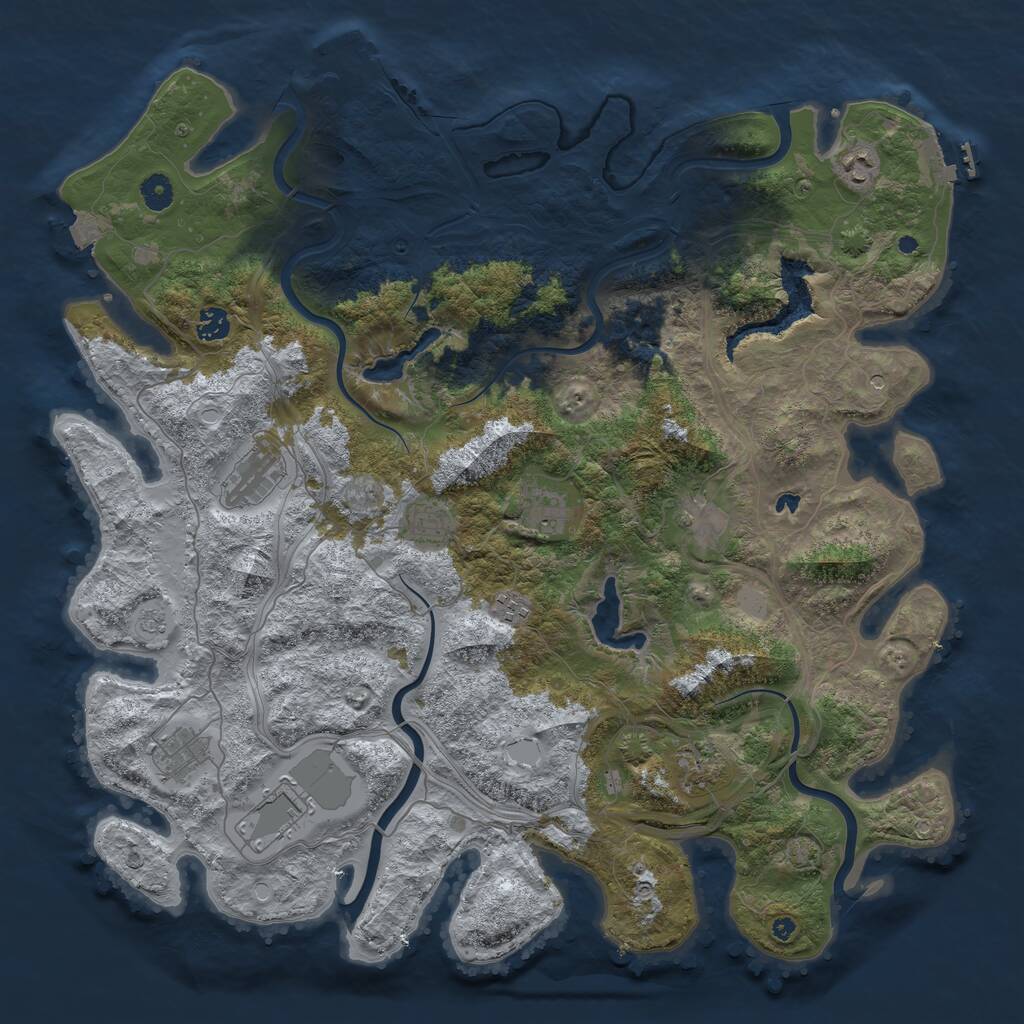 Rust Map: Procedural Map, Size: 4500, Seed: 2096072724, 16 Monuments