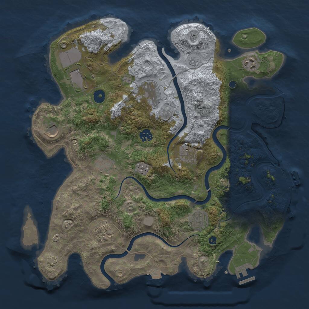 Rust Map: Procedural Map, Size: 3700, Seed: 278610476, 16 Monuments