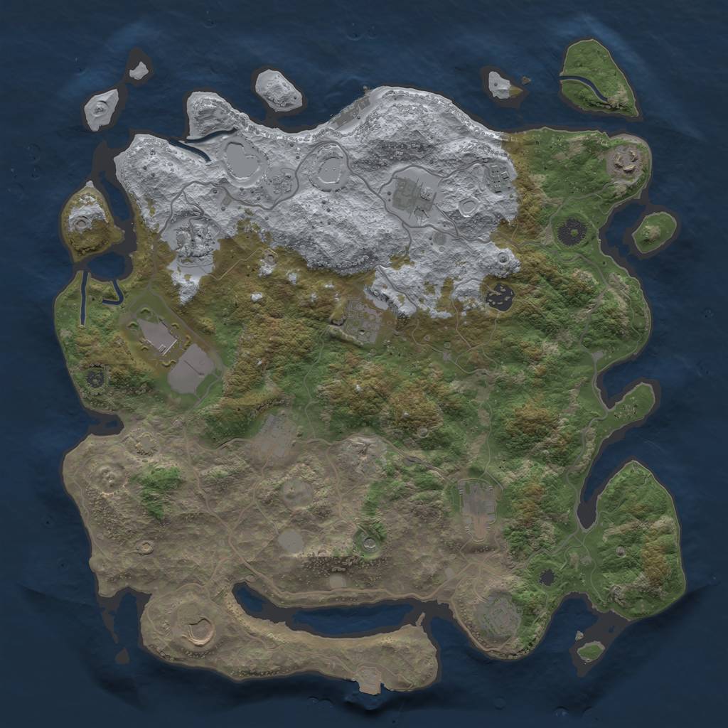 Rust Map: Procedural Map, Size: 4000, Seed: 297552, 18 Monuments