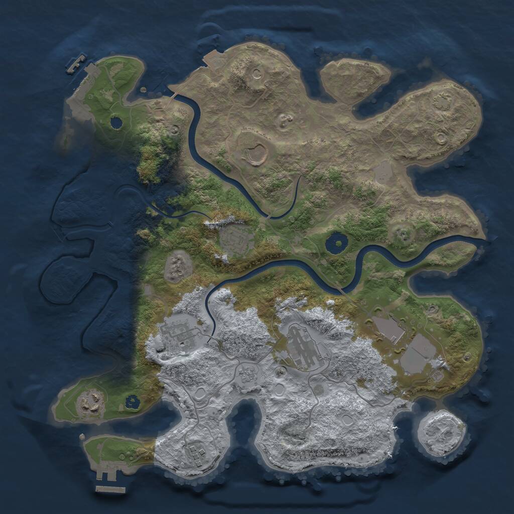 Rust Map: Procedural Map, Size: 3500, Seed: 2132196721, 13 Monuments