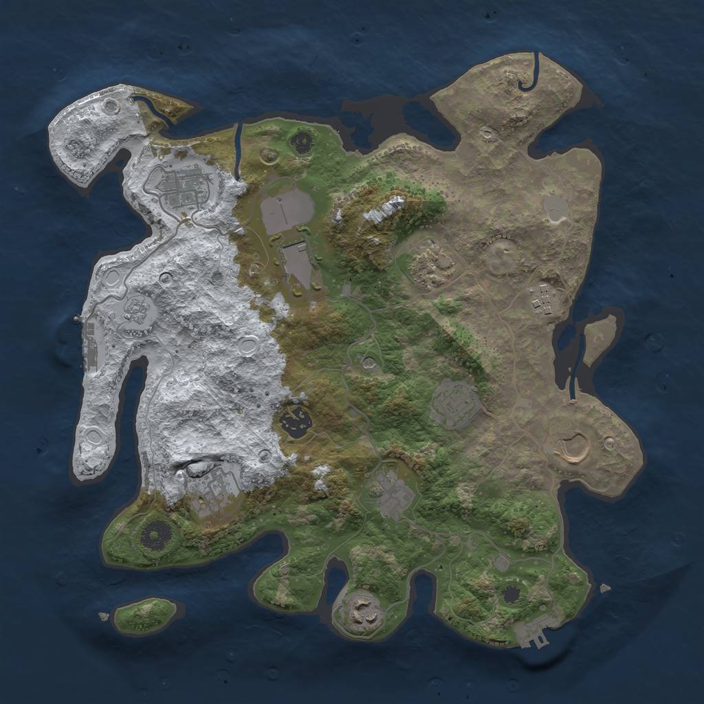 Rust Map: Procedural Map, Size: 3500, Seed: 126485, 19 Monuments