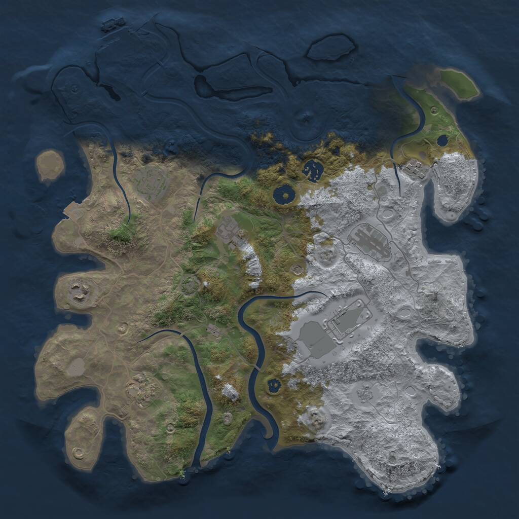 Rust Map: Procedural Map, Size: 3750, Seed: 1177605557, 13 Monuments