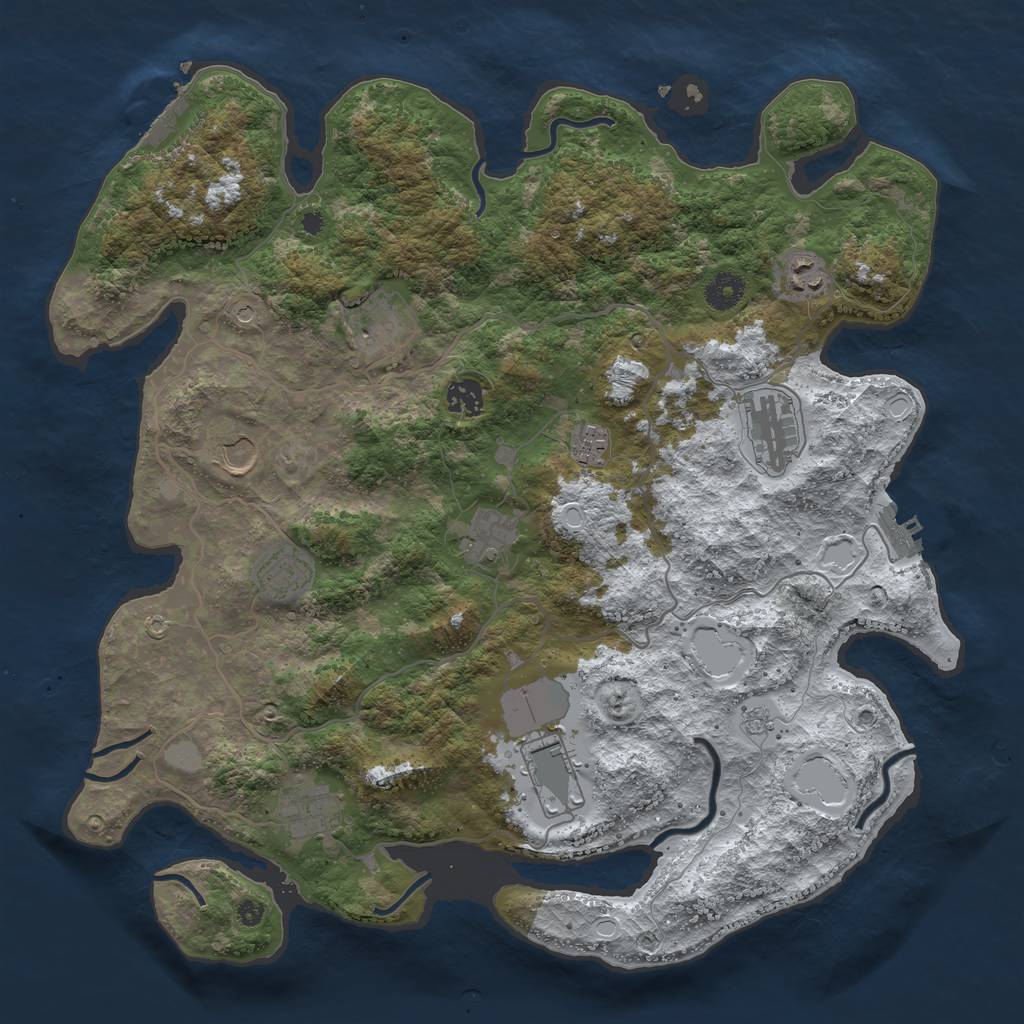 Rust Map: Procedural Map, Size: 4000, Seed: 723550, 19 Monuments