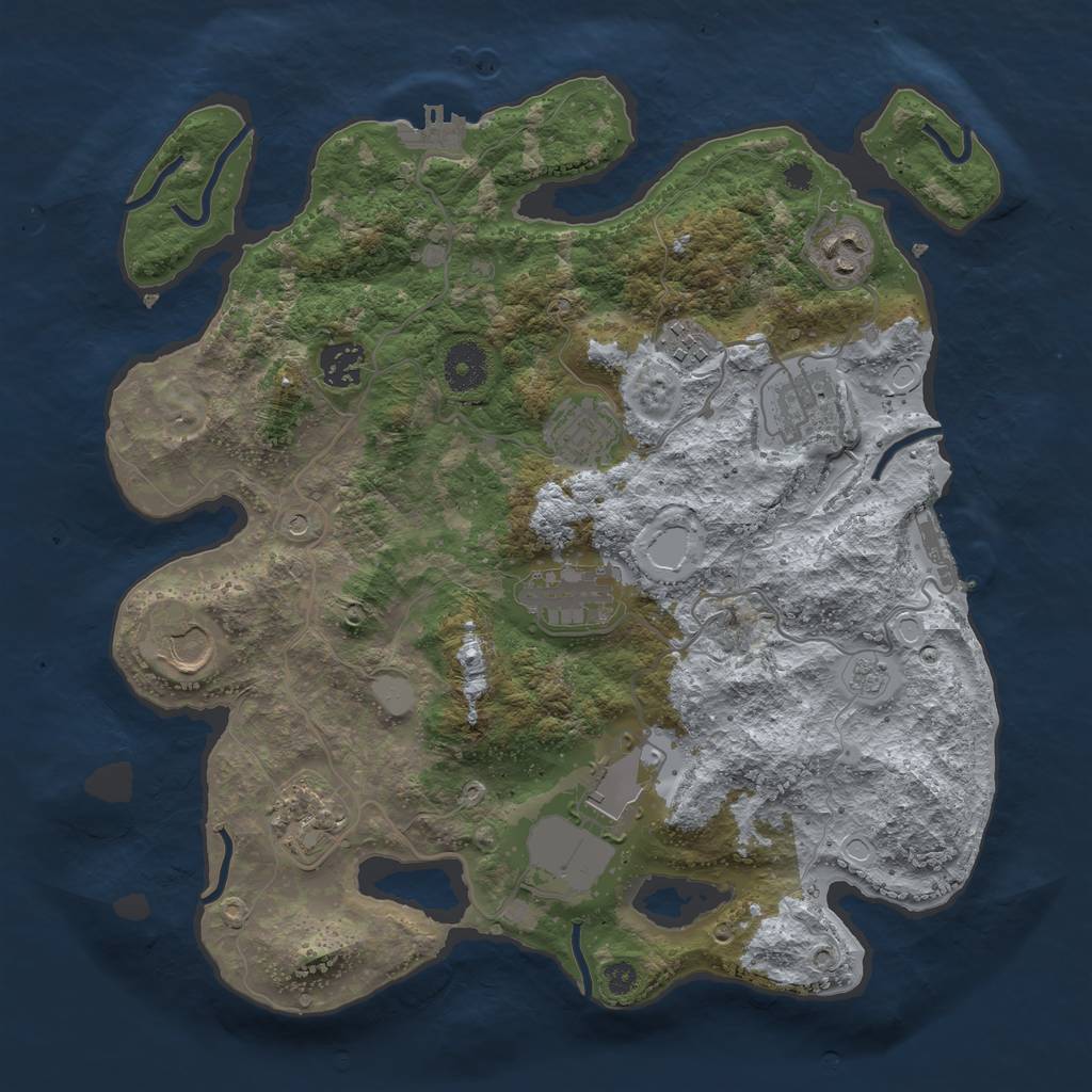 Rust Map: Procedural Map, Size: 3500, Seed: 46111, 18 Monuments