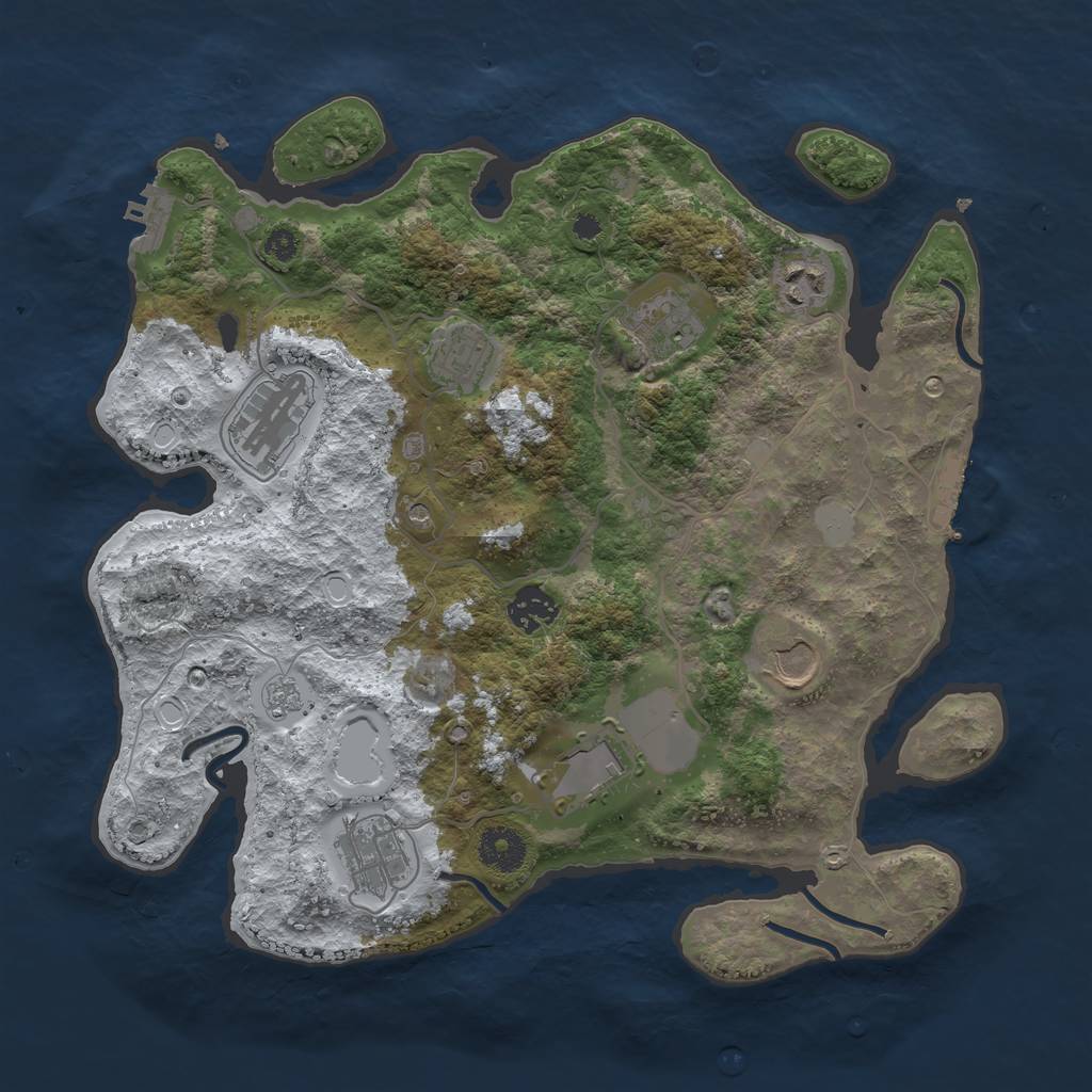 Rust Map: Procedural Map, Size: 3500, Seed: 148159159, 17 Monuments