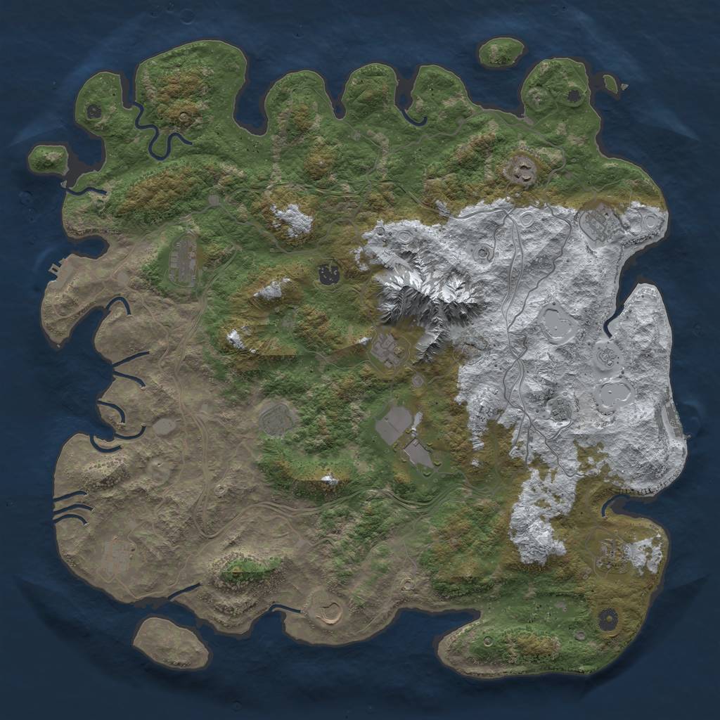 Rust Map: Procedural Map, Size: 5000, Seed: 607413, 20 Monuments