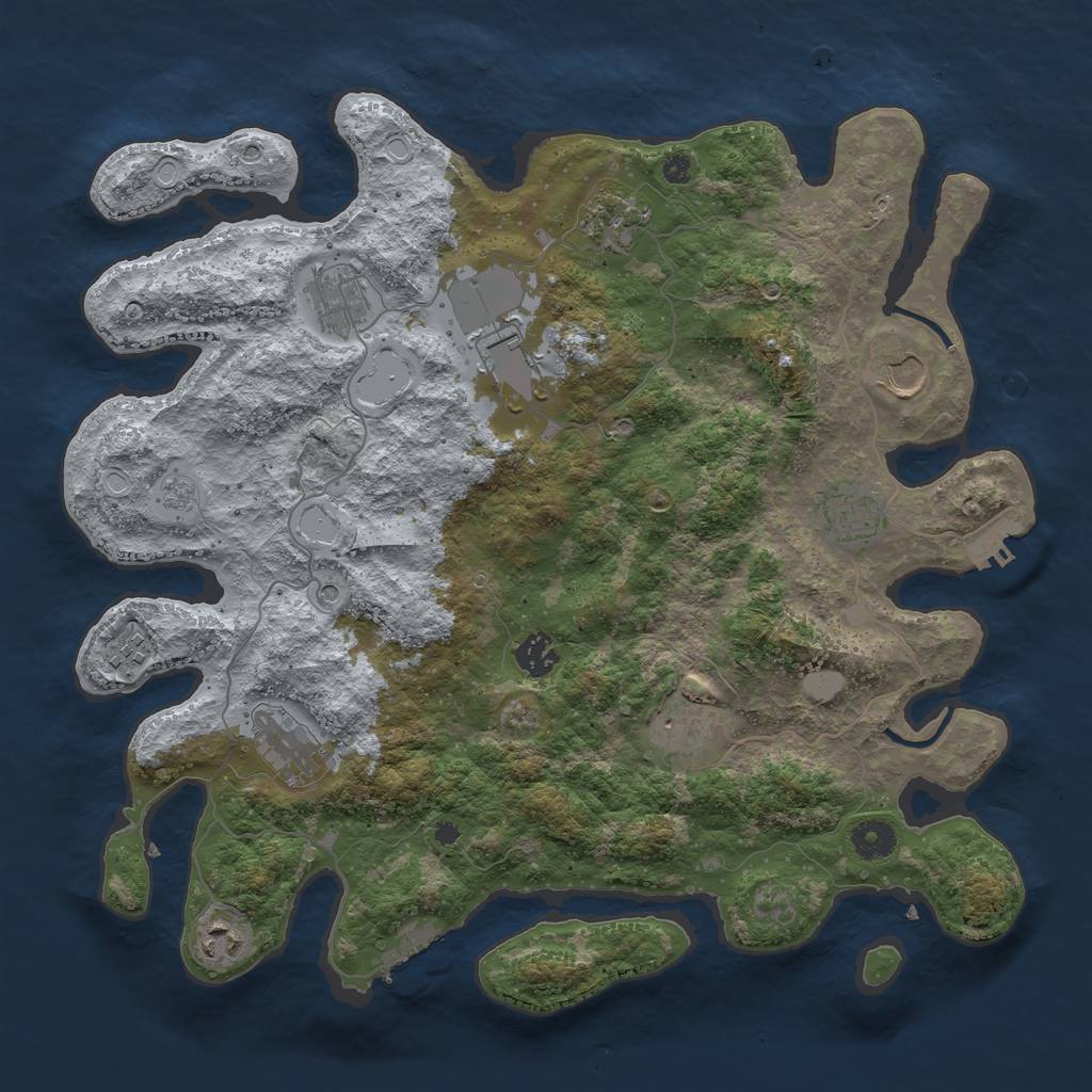 Rust Map: Procedural Map, Size: 3900, Seed: 951915086, 19 Monuments