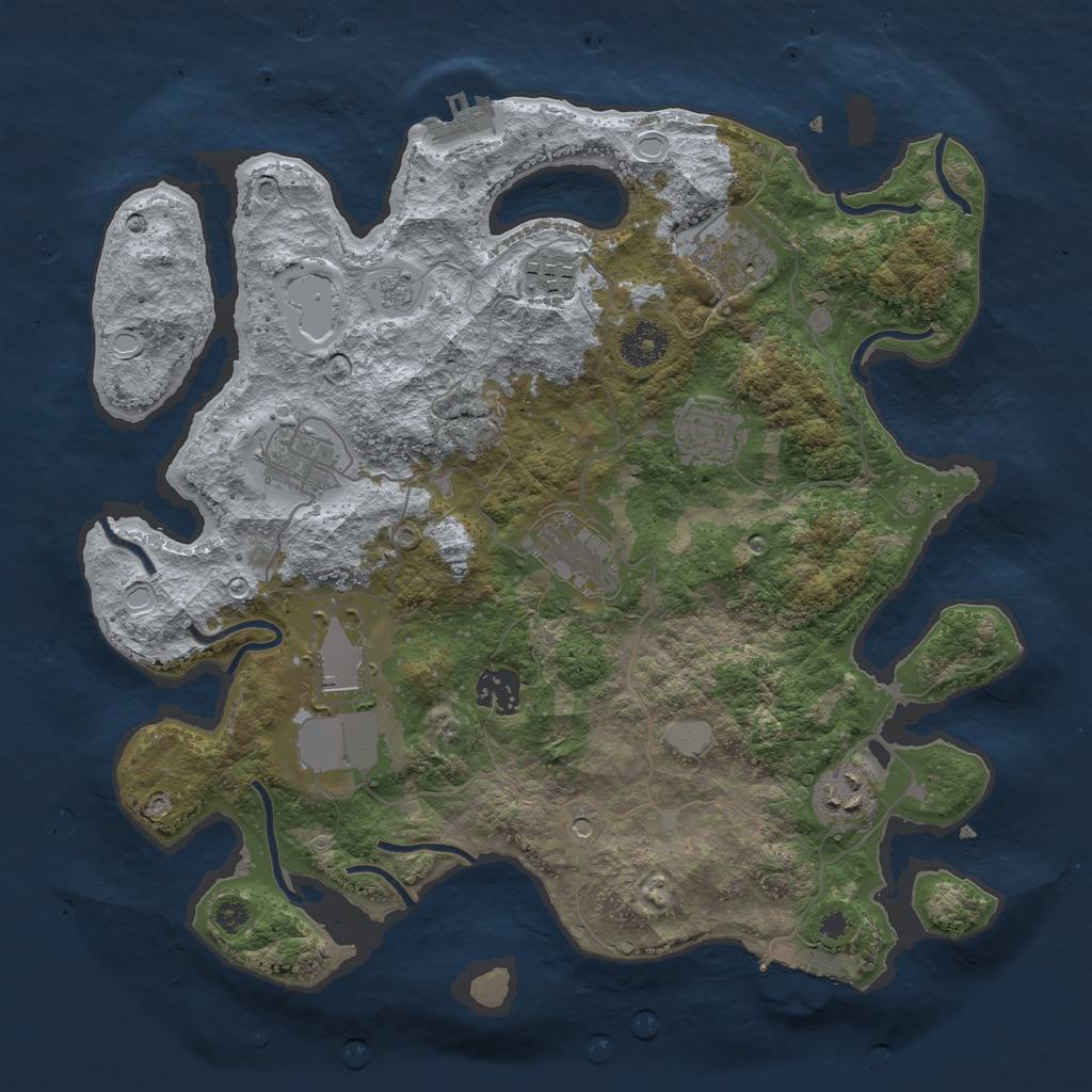 Rust Map: Procedural Map, Size: 3500, Seed: 1496898063, 17 Monuments