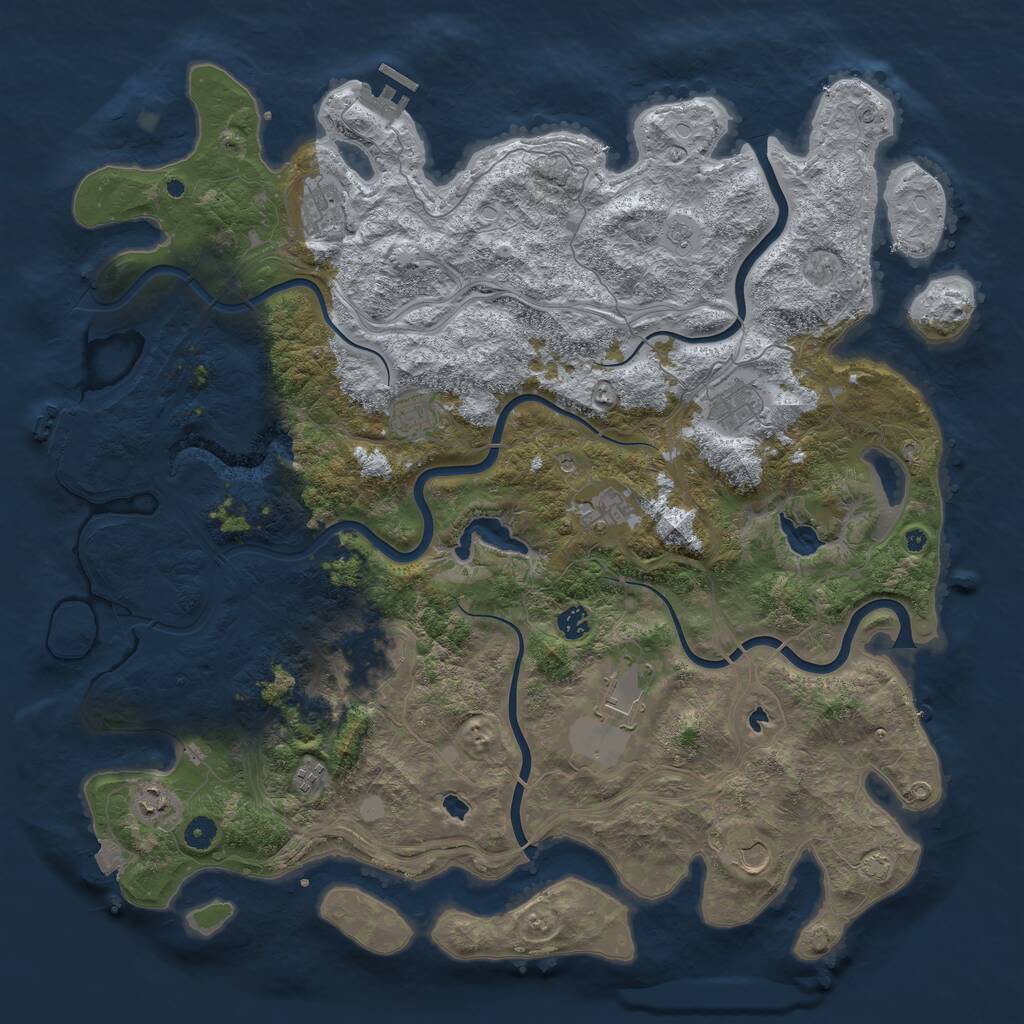 Rust Map: Procedural Map, Size: 4800, Seed: 613725007, 16 Monuments