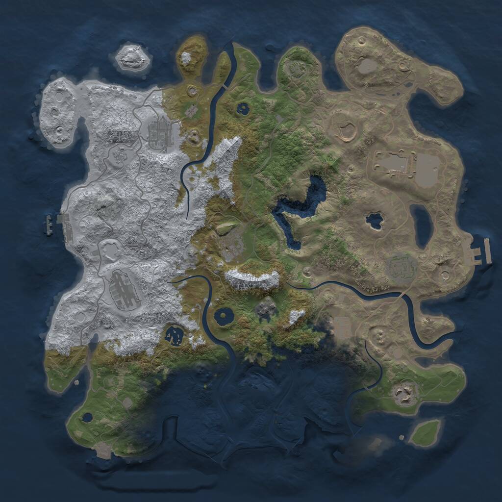 Rust Map: Procedural Map, Size: 4000, Seed: 1225495640, 16 Monuments