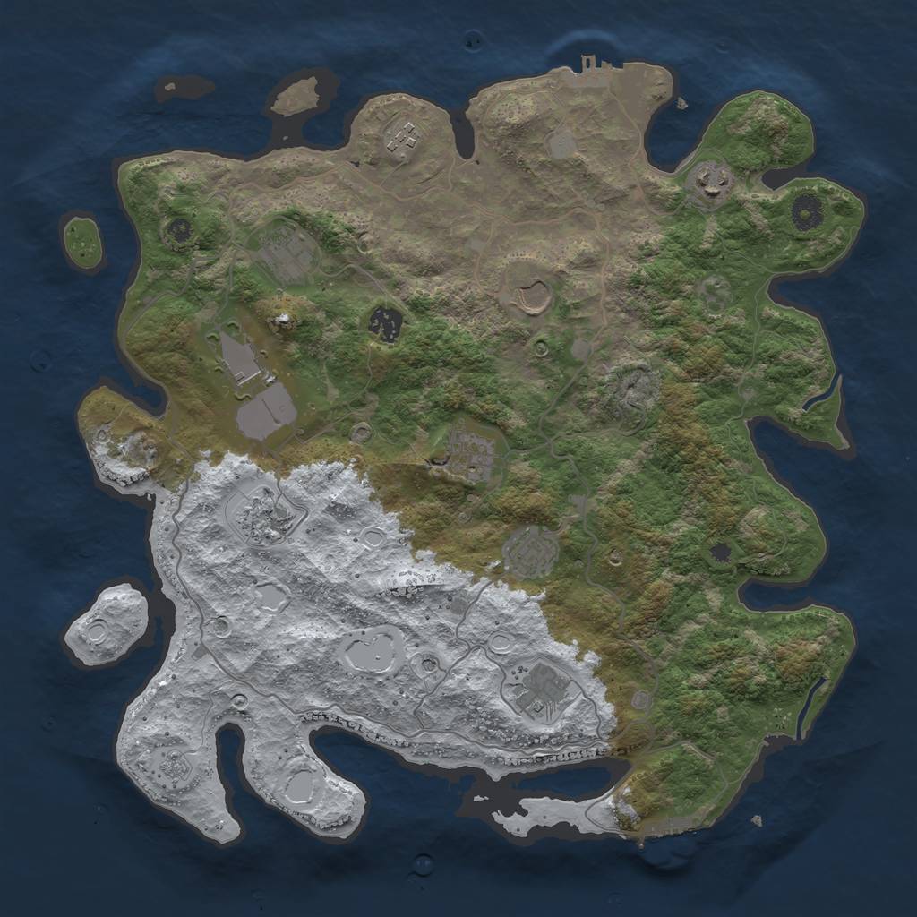 Rust Map: Procedural Map, Size: 4000, Seed: 479782, 19 Monuments