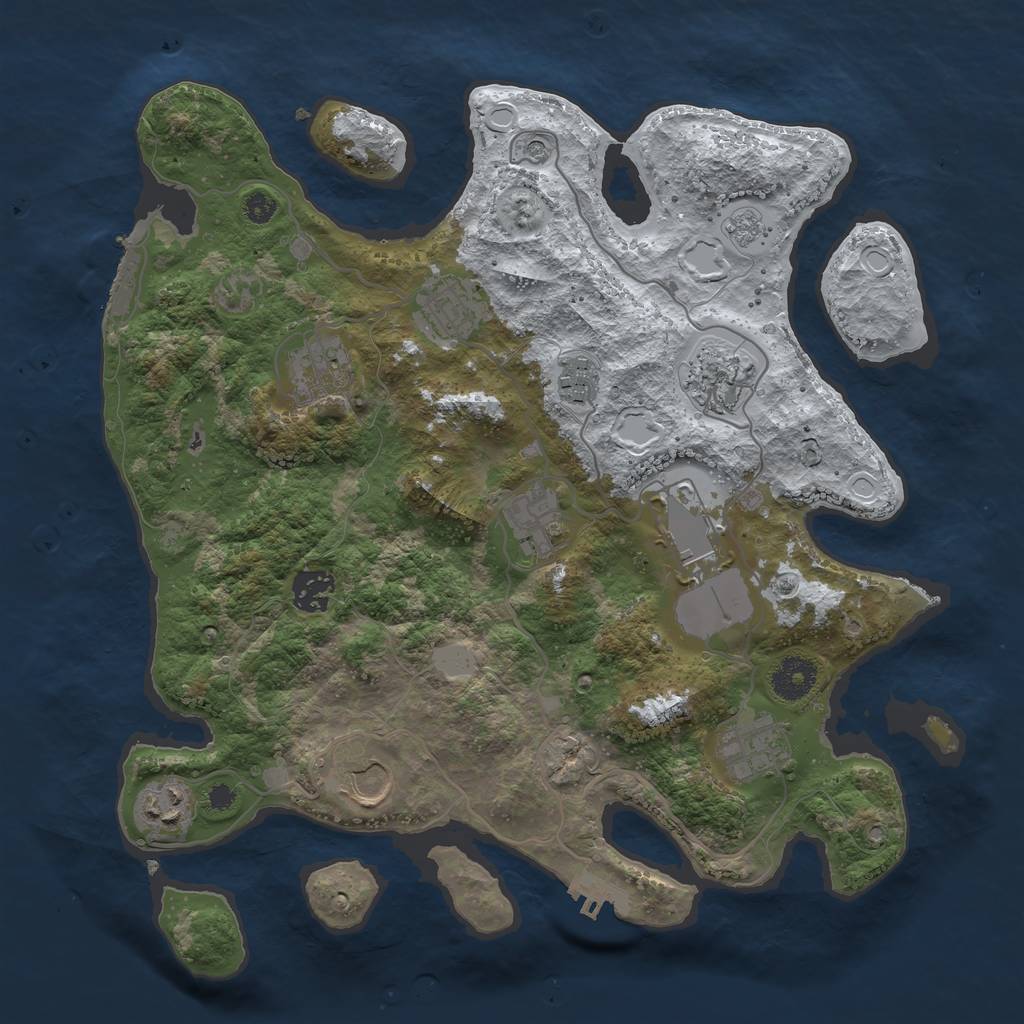 Rust Map: Procedural Map, Size: 3500, Seed: 1805, 19 Monuments