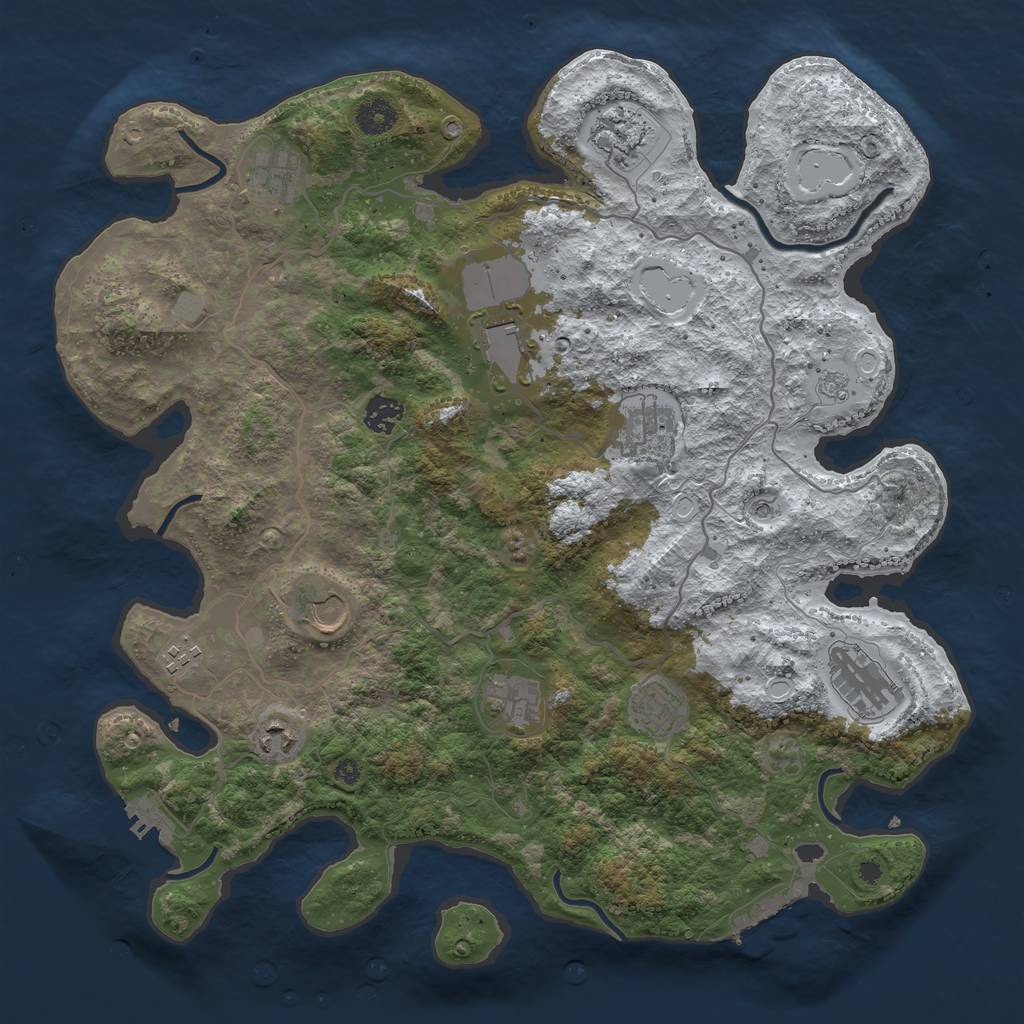Rust Map: Procedural Map, Size: 4000, Seed: 763021, 20 Monuments