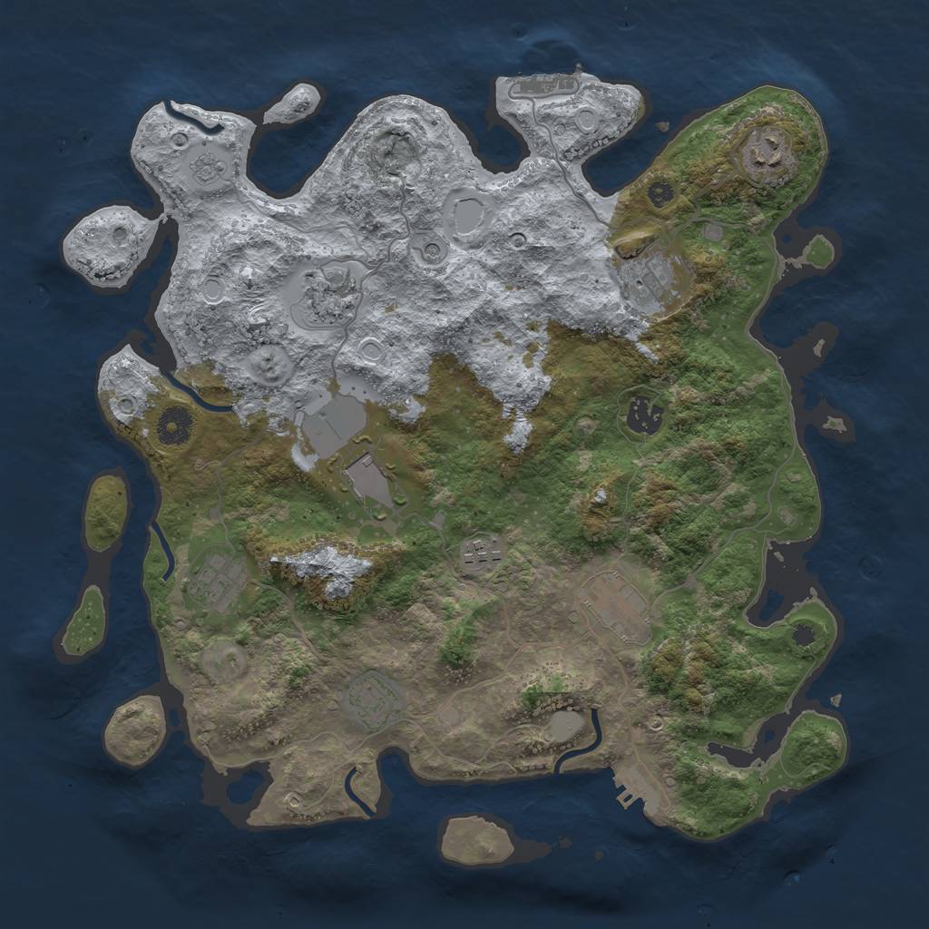 Rust Map: Procedural Map, Size: 3750, Seed: 13796127, 18 Monuments